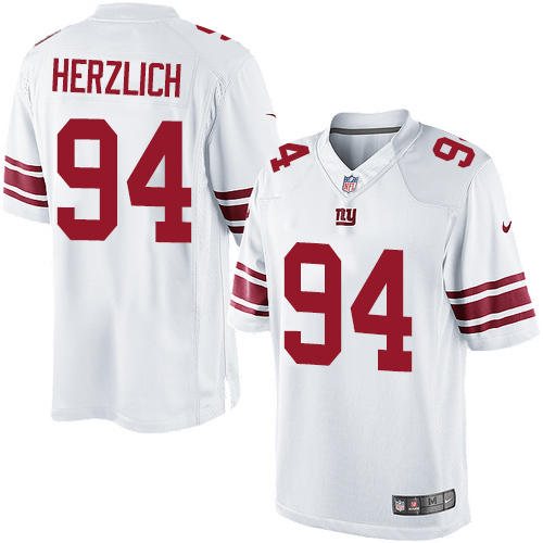 Men's Limited Mark Herzlich Nike Jersey White Road - #94 NFL New York Giants